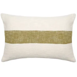 Housse de coussin rectangulaire en chambray à bande centrale