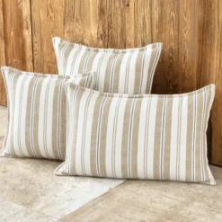 Housse de coussinrecto-verso 100% coton rayures tapissier LOURMARIN