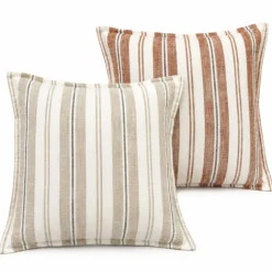 Housse de coussinrecto-verso 100% coton rayures tapissier LOURMARIN