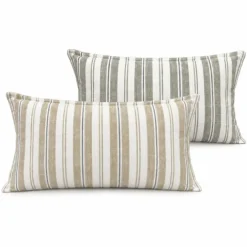 Housse de coussinrecto-verso 100% coton rayures tapissier LOURMARIN