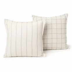Housse de coussinrecto-verso 100% coton rayures et carreaux LOURMARIN