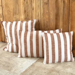 Housse de coussin recto-verso 100% coton rayures et vichy LOURMARIN