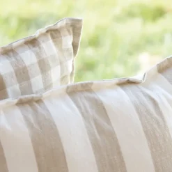 Housse de coussin recto-verso 100% coton rayures et vichy LOURMARIN