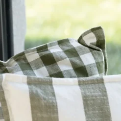 Housse de coussin recto-verso 100% coton rayures et vichy LOURMARIN