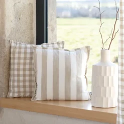 Housse de coussin recto-verso 100% coton rayures et vichy LOURMARIN