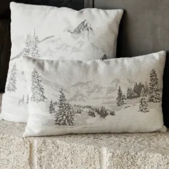 Housse de Coussin Sapins Enneigés