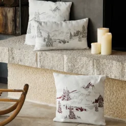 Housse de Coussin Sapins Enneigés