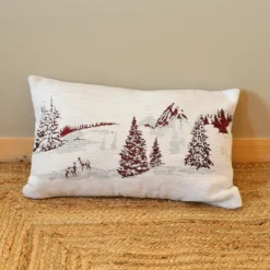 Housse de Coussin Sapins Enneigés