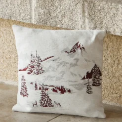 Housse de Coussin Sapins Enneigés