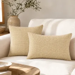 Housse de coussin vichy 100% coton lavé