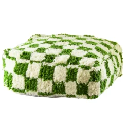 Housse de pouf damier en laine