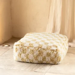 Housse de pouf damier en laine