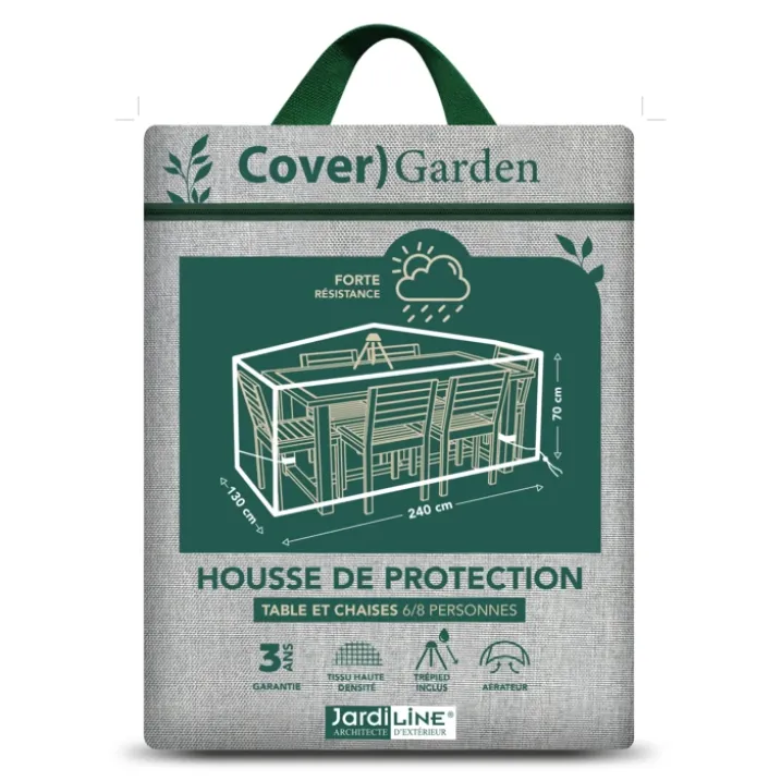 Housse de protection table de jardin rectangulaire et chaises