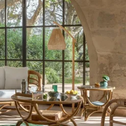 Lampadaire bohème bambou et corde