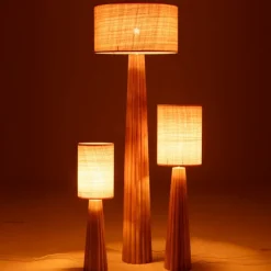 Lampadaire en bois avec abat-jour tissu