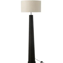Lampadaire en bois avec abat-jour tissu