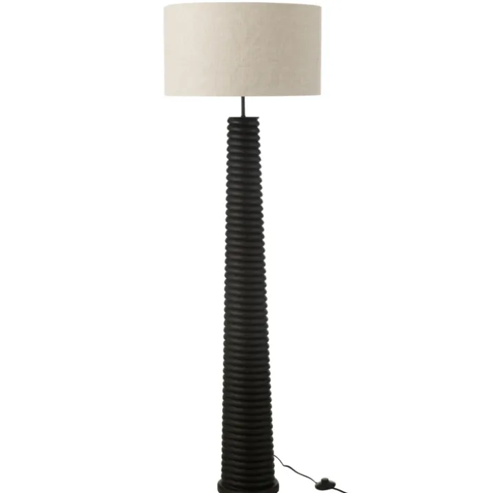 Lampadaire en bois avec abat-jour tissu
