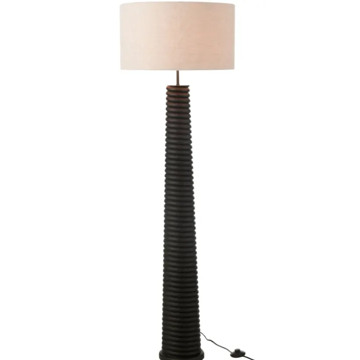 Lampadaire en bois avec abat-jour tissu