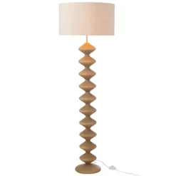 Lampadaire en bois de peuplier avec abat-jour tissu