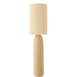 Lampadaire en poterie avec abat-jour plissé