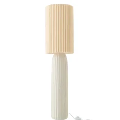 Lampadaire en poterie avec abat-jour plissé