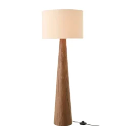 Lampadaire en poterie avec pied effet bois