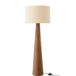 Lampadaire en poterie avec pied effet bois