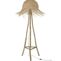 Lampadaire rond en rotin