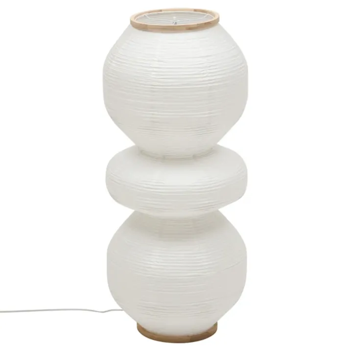 Lampadaire sculptural en papier avec double éclairage
