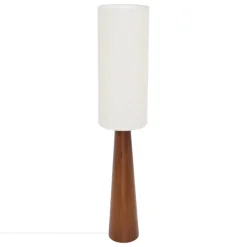 Lampadaire sur pied en bois avec abat-jour en coton