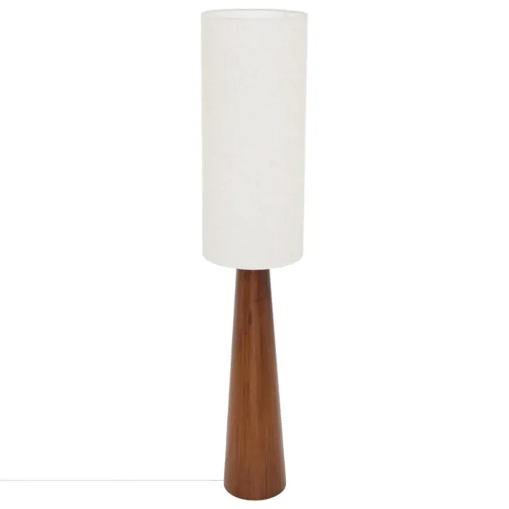 Lampadaire sur pied en bois avec abat-jour en coton