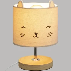 Lampe avec abat jour chat