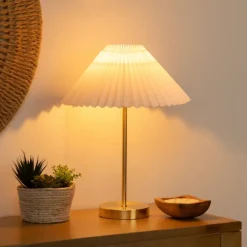 Lampe doré avec abat-jour plissé
