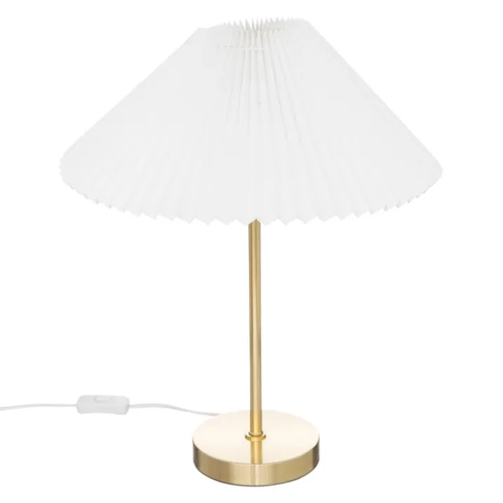 Lampe doré avec abat-jour plissé