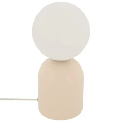 Lampe à poser avec globe opalin et base en acier