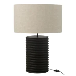 Lampe à poser en bois avec abat-jour tissu