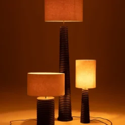 Lampe à poser en bois avec abat-jour tissu