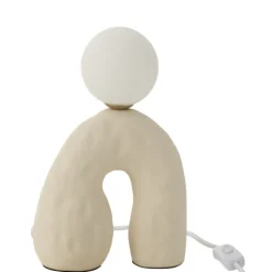 Lampe à poser en pierre avec globe en verre