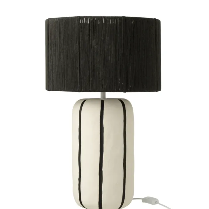 Lampe à poser en poterie avec abat-jour cylindrique