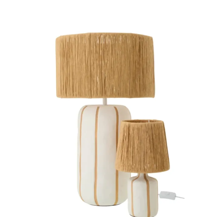 Lampe à poser en poterie avec abat-jour cylindrique