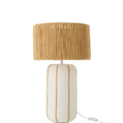 Lampe à poser en poterie avec abat-jour cylindrique