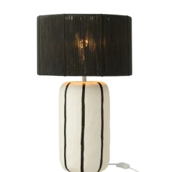 Lampe à poser en poterie avec abat-jour cylindrique