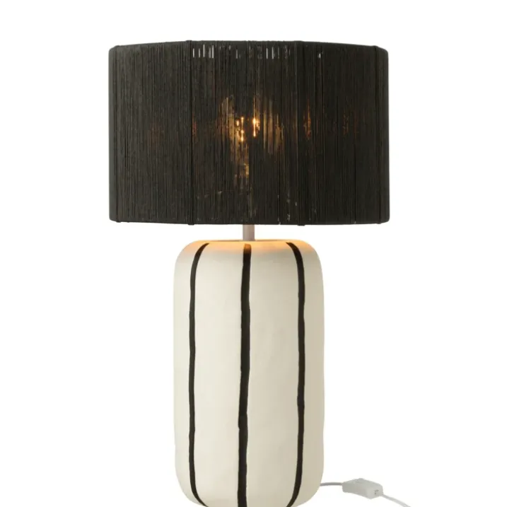 Lampe à poser en poterie avec abat-jour cylindrique