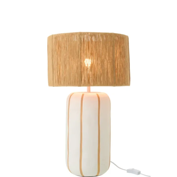 Lampe à poser en poterie avec abat-jour cylindrique