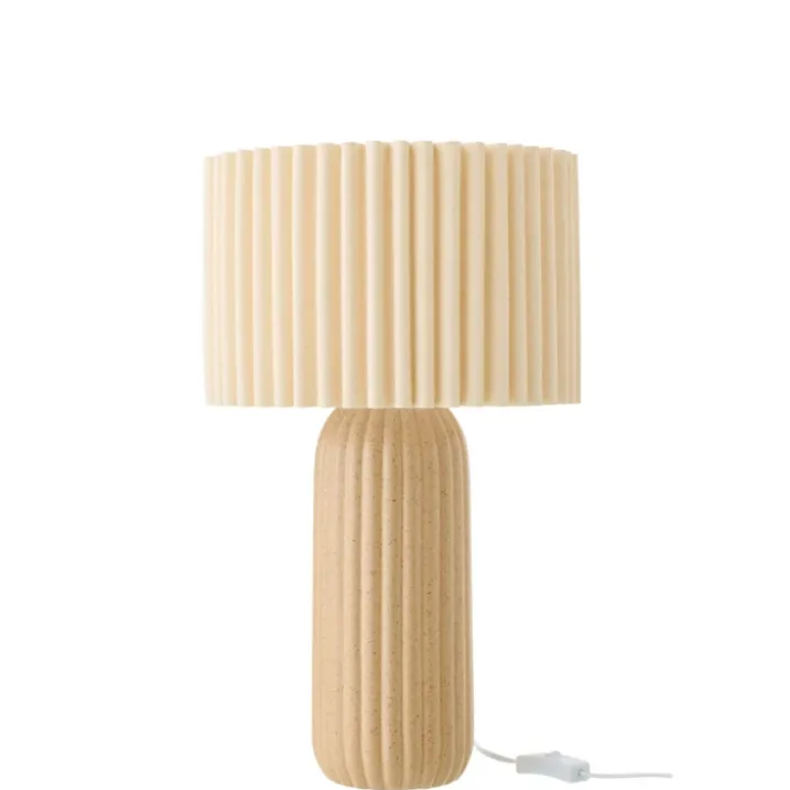 Lampe à poser en poterie avec abat-jour plissé