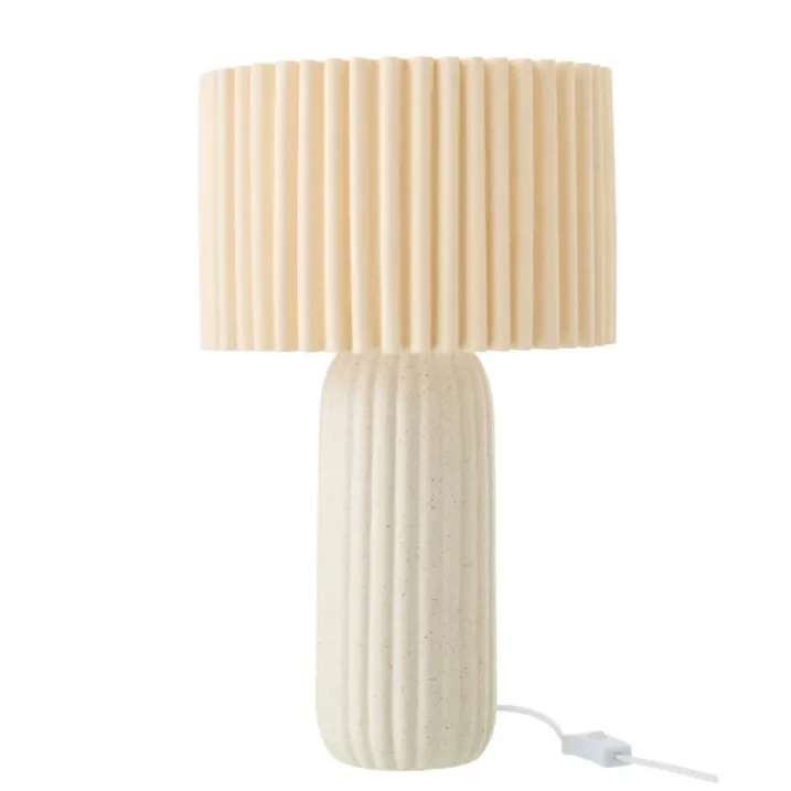 Lampe à poser en poterie avec abat-jour plissé