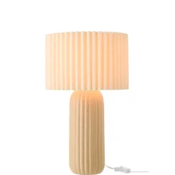 Lampe à poser en poterie avec abat-jour plissé