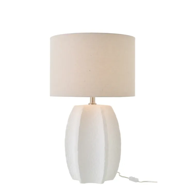 Lampe à poser en poterie avec pied sculpté