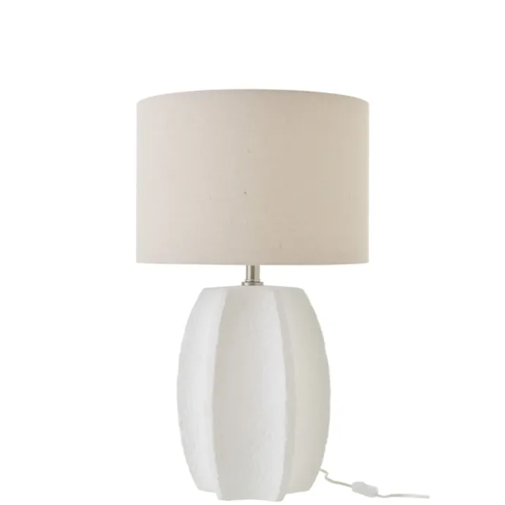 Lampe à poser en poterie avec pied sculpté
