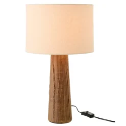 Lampe à poser en poterie avec pied effet bois